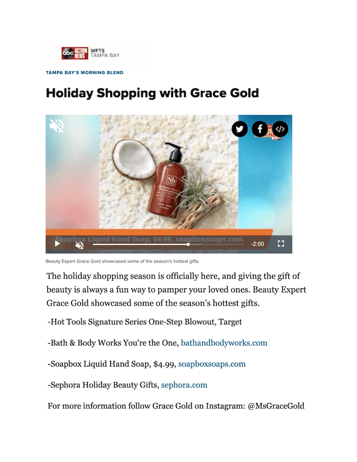 Holiday Shopping with Grace Gold
Featured Brands include: Soapbox

Read More