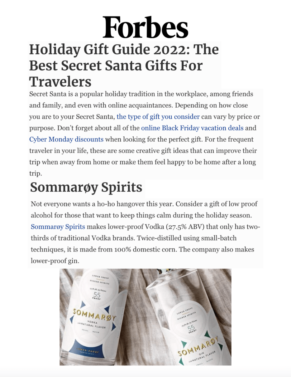 Holiday Gift Guide 2022: The Best Secret Santa Gifts For Travelers
Featured Brands include:Sommarøy Spirits

Read More