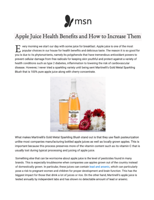 Apple Juice Health Benefits and How to Increase Them
Featured Brands include:S. Martinelli's Co.

Read More