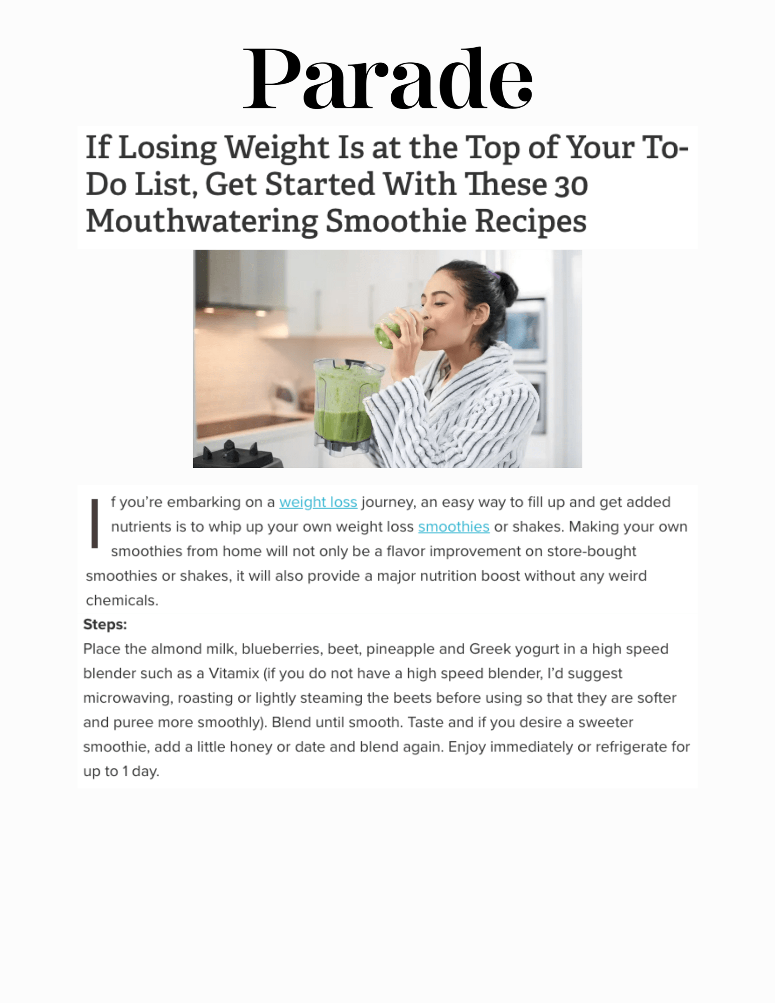 If Losing Weight Is at the Top of Your To-Do List, Get Started With These 30 Mouthwatering Smoothie Recipes
Featured Brands include:Vitamix

Read More