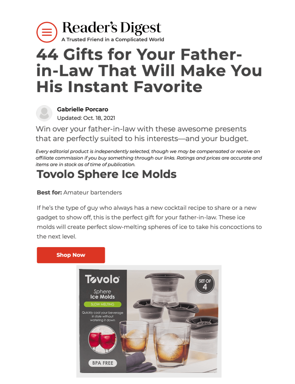 44 Gifts for Your Father-in-Law That Will Make You His Instant Favorite
Featured Brands include:Tovolo

Read More