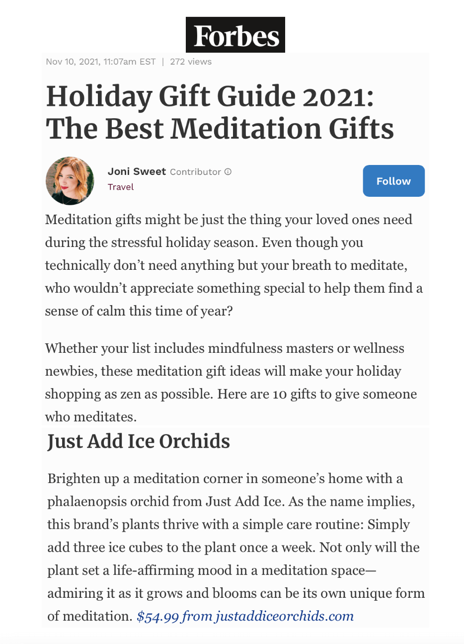 Holiday Gift Guide 2021: The Best Meditation Gifts
Featured Brands include:Just Add Ice

Read More